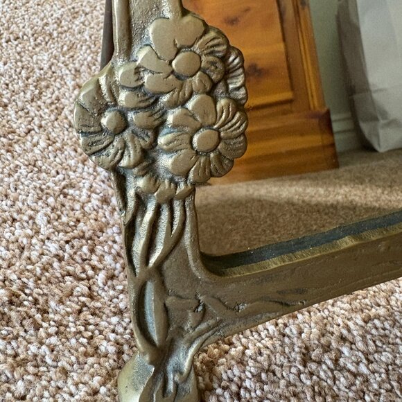 Art Deco Art Nouveau Period Tabletop, Solid Brass Mirror with Woman Figure - Picture 6 of 13